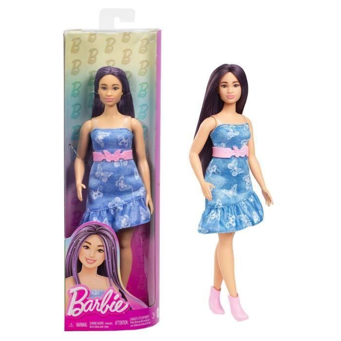 Barbie HYT89 Muñeca Barbie Fashionista Cuerpo Curvilíneo Vestido Mariposas Mattel