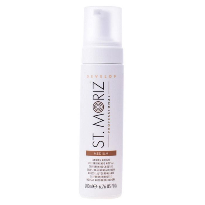 St. Moriz Autobronceador Mousse #Medium 200 ml con Vitamina E y Aceite de Oliva para Cuerpo, Bronceado Intenso y Acabado Profesional