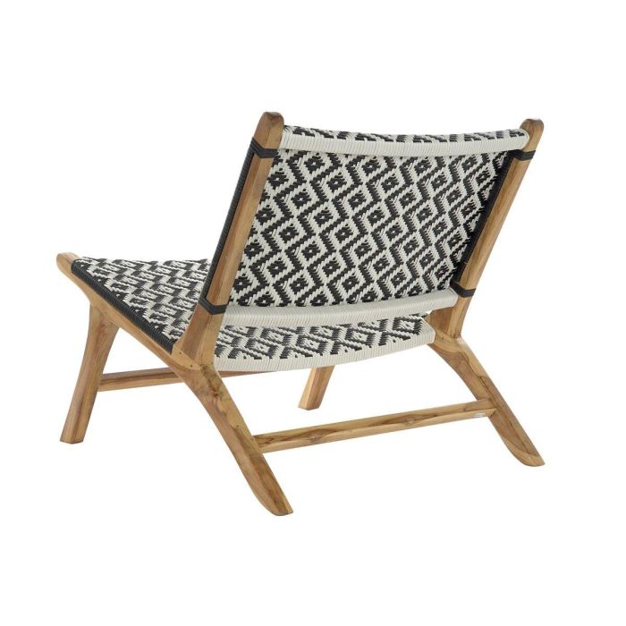 Silla de Jardín DKD Home Decor Blanco Negro Natural PVC Teca 65 x 80 x 68 cm 2