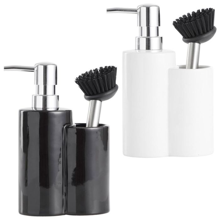 Day Dispensador con Cepillo Surtido Cerámica Plástico Blanco Negro Capacidad 350ml 2
