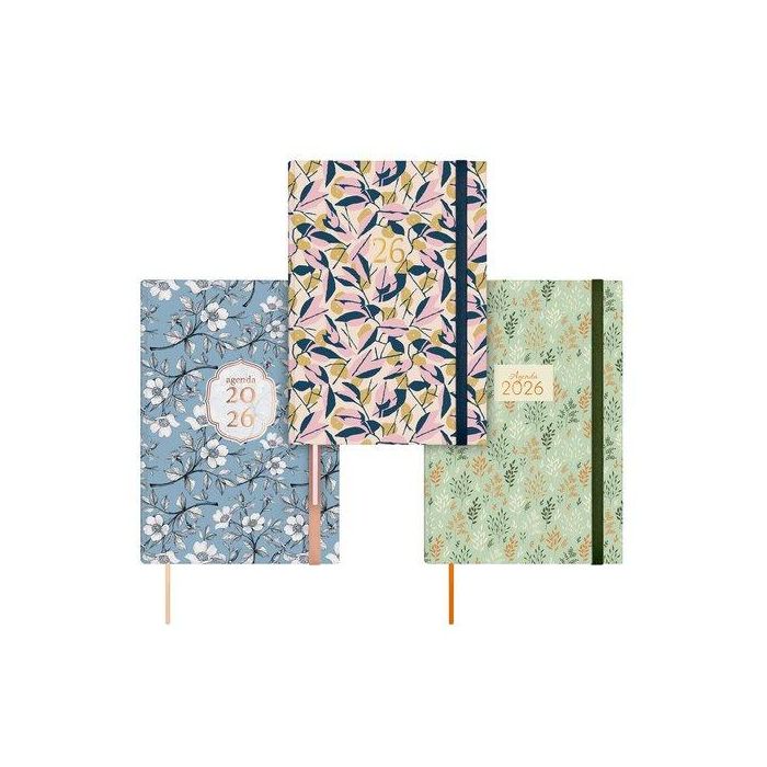 Agenda Anual (2026) Finocam Dynamic Berlin Cosida Tapa Acolchada Con Goma Y10 140X204 S/V Surtido De 4