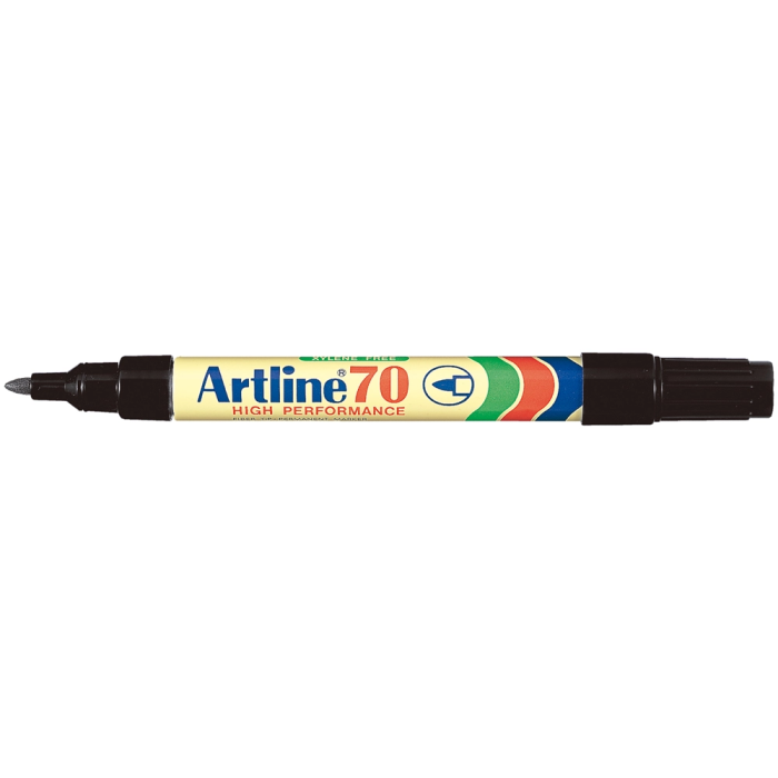 Artline Rotulador Permanente EK-70 Negro Punta Redonda 1.5 mm para Papel, Metal y Cristal 1