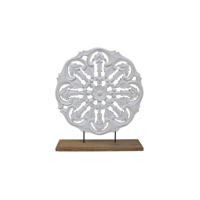 DKD Home Decor Figura Decorativa Romántica Sobremesa Blanco Marrón en Madera Mango y Metal - 40 x 9 x 46 cm - Pack de 2 Unidades