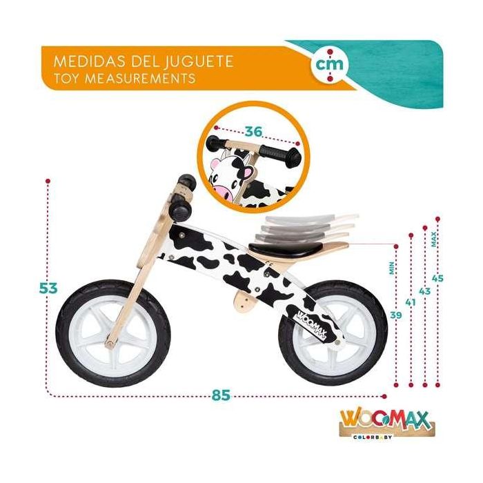 Moto correpasillos de madera vaca woomax 12" 85x37x53 cm 7 Moto correpasillos de madera vaca woomax 12" 85x37x53 cm 7
