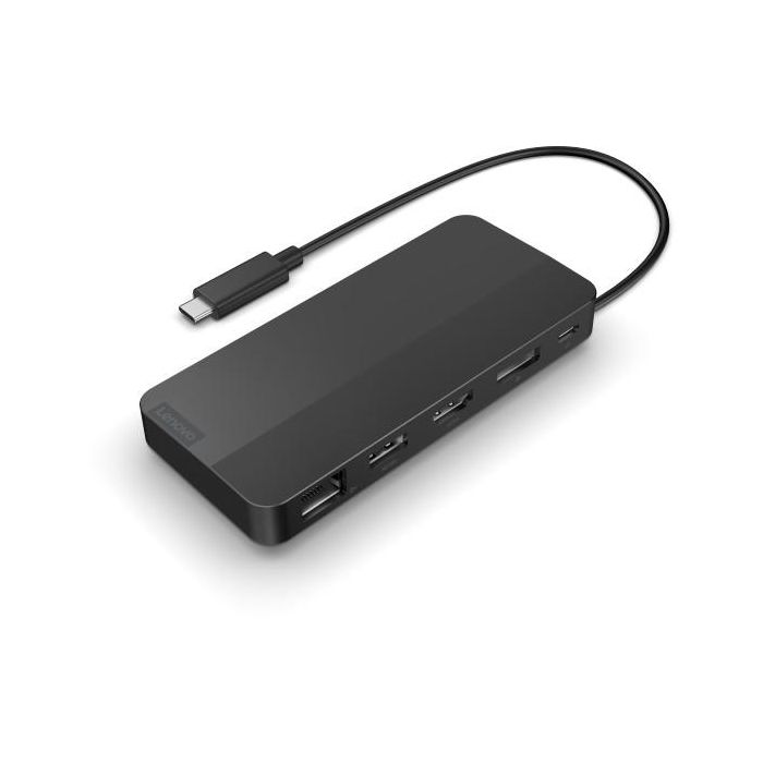 Lenovo USB-C Dual Display Travel Dock - Adaptador Corriente EU/INA/VIE/ROK, Doble Pantalla 4K, 100W PD, 7 Puertos