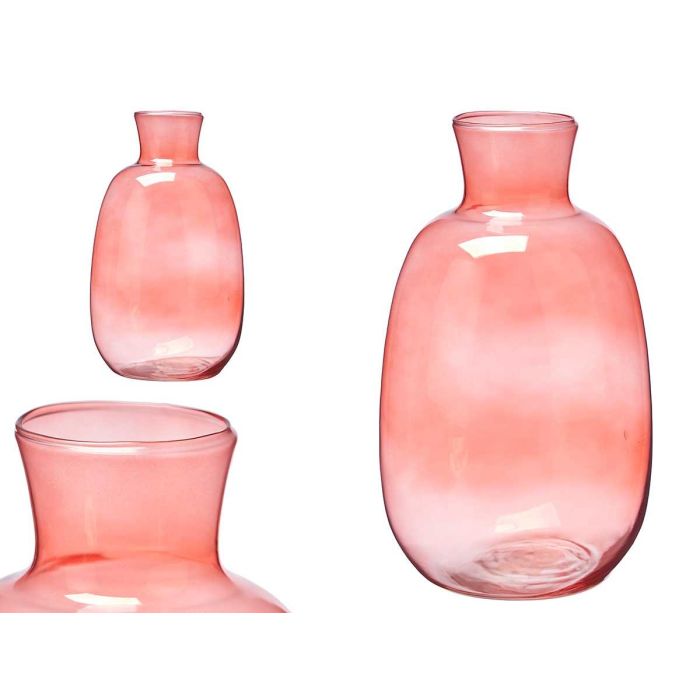 Giftdecor Jarrón de Cristal Cuello 36 cm Color Teja - Vidrio, 21x21x36 cm