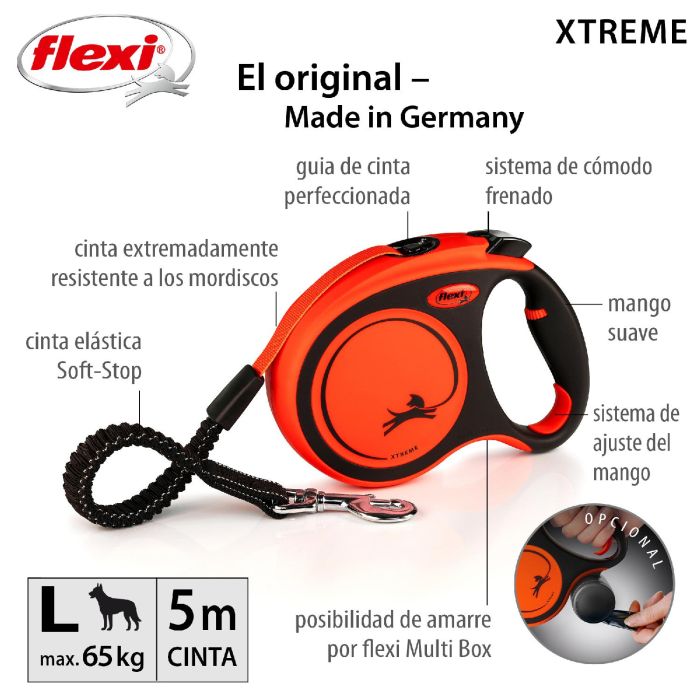 Correa para Perro Flexi XTREME 5 m Naranja Talla L 4