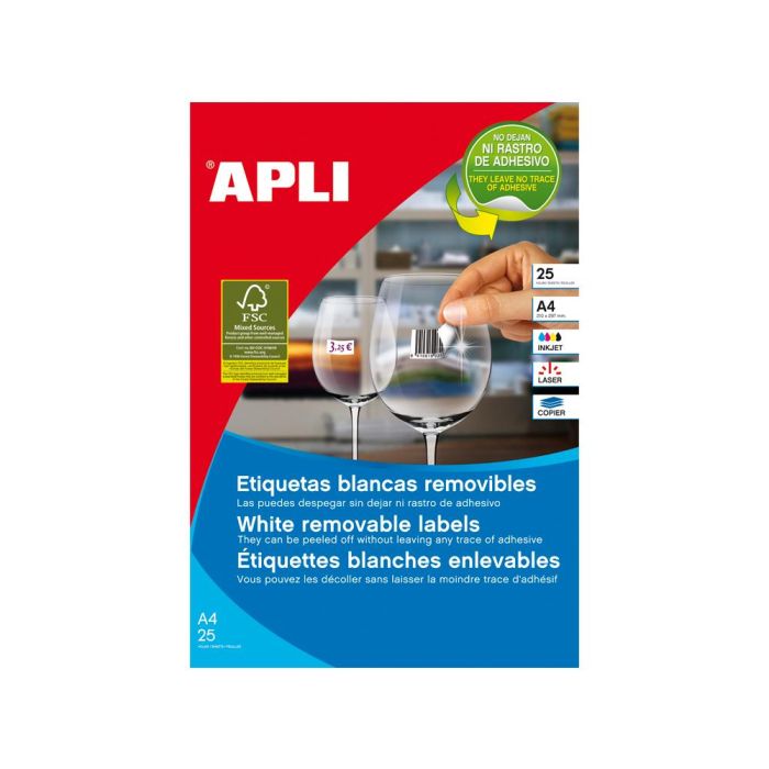 Apli Etiquetas Adhesivas 25,4x10 mm Inkjet-Láser C-Romos 189 X 25H Blanco 1