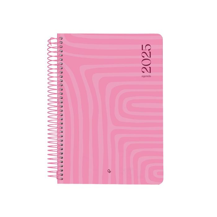 Agenda Espiral Liderpapel Syros A5 2025 Dia Pagina Color Rosa Papel 60 gr 1