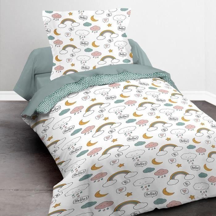 TODAY Kids First 1.15 Juego de cama infantil - 1 persona - Funda nórdica 140 x 200 y 1 funda de almohada 63 x 63 cm - Estampado blanco TODAY Kids First 1.15 Juego de cama infantil - 1 persona - Funda nórdica 140 x 200 y 1 funda de almohada 63 x 63 cm - Estampado blanco