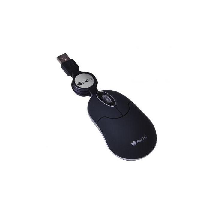 NGS SIN Ratón Óptico USB con Cable, 1000 DPI, 3 Botones, Retráctil, Negro NGS SIN Ratón Óptico USB con Cable, 1000 DPI, 3 Botones, Retráctil, Negro