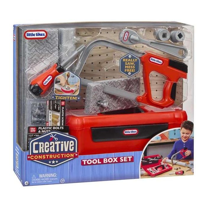 LITTLE TIKES Kit Creative Construction - 7 Herramientas realistas, Caja y Accesorios de espuma para niños, Motricidad Fina