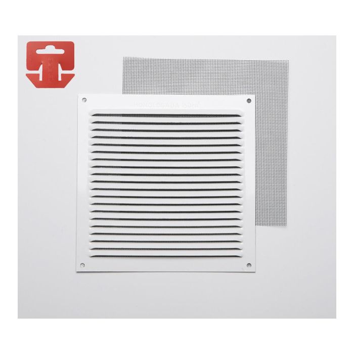 Fepre Rejilla con mosquitera aluminio blanco lacado 170x170mm ventilación