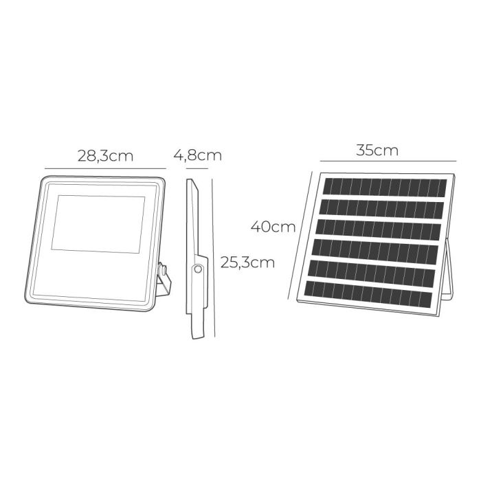 Foco proyector solar slim 300 W 2.500lm 6.500k 5 Foco proyector solar slim 300 W 2.500lm 6.500k 5