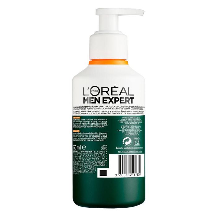 L'Oréal Paris Men Expert Gel Limpiador Purificante Derma Control Anti-Imperfecciones 260 ml 1
