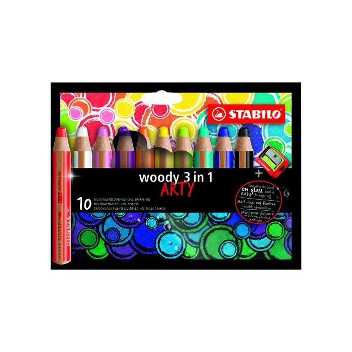 Lapices De Colores Stabilo Woody 880 3 En 1 Arty Line Estuche De 10 (Incluye Sacapuntas)