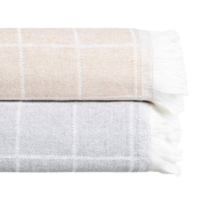 Colcha Cuadros Camel Algodón 200 X 260 cm