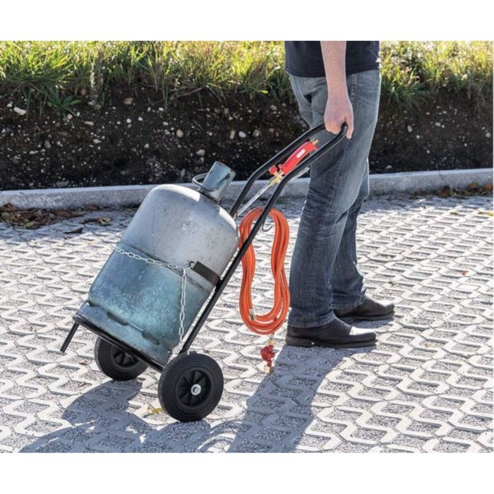 Rothenberger Carro Portabotellas Butano / Propano con Ruedas de Goma Maciza y Soportes para Manguera y Quemador 3