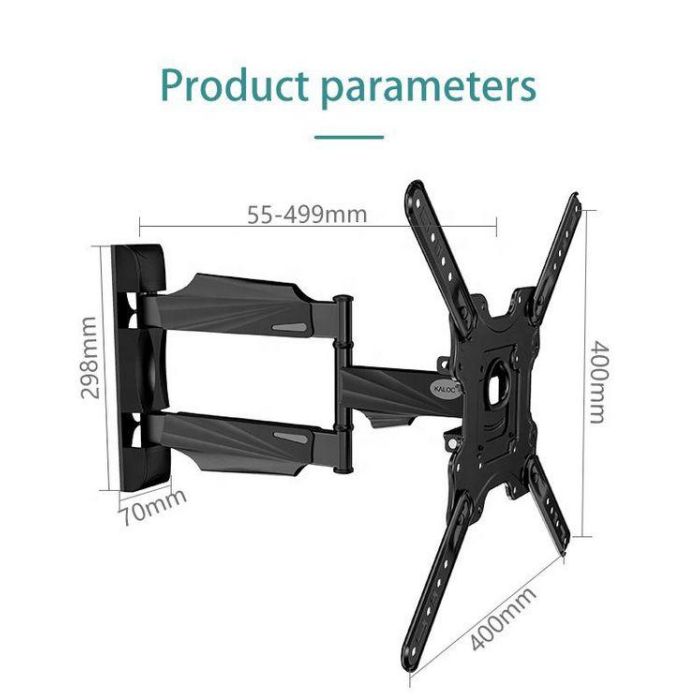 Ernitec Soporte de Pared para 1 Monitor de 32" a 60" con Brazo Plegable, Giro y Giro, Compatible VESA 100-400mm, Soporta hasta 31.8kg 2