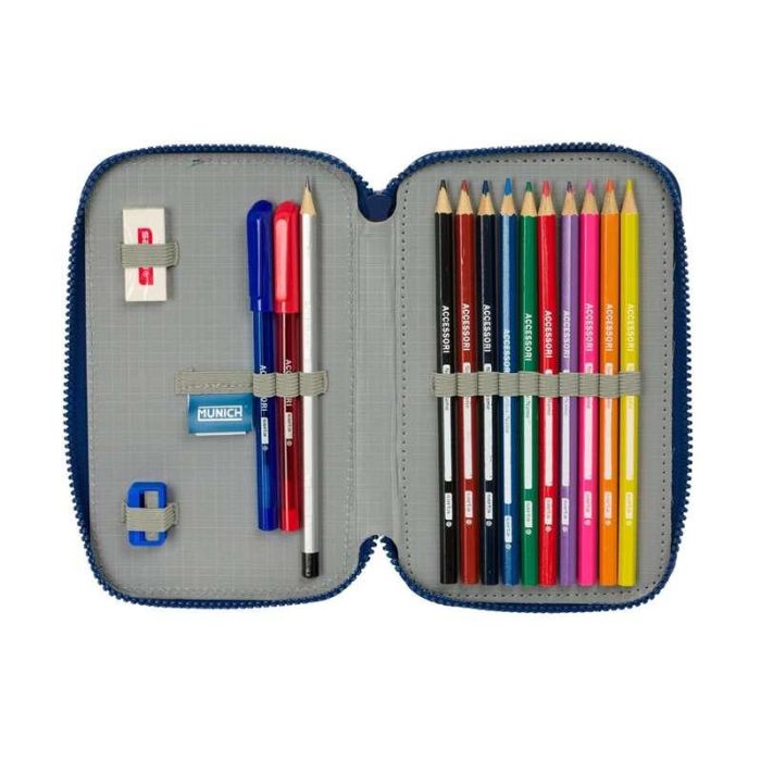 Estuche Escolar con Accesorios Munich North Azul marino 12.5 x 19.5 x 4 cm 29 Piezas 2