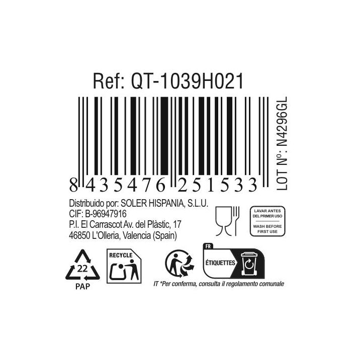 Fuente de Cocina Quttin 8435476251533 Vidrio 20,2 x 17,8 x 3,8 cm (750 cc) 4