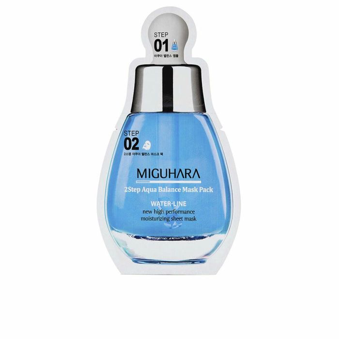 Miguhara 2 STEP AQUA BALANCE MASK PACK - Mascarilla hidratante en 2 pasos con ácido hialurónico y té verde, 2 unidades