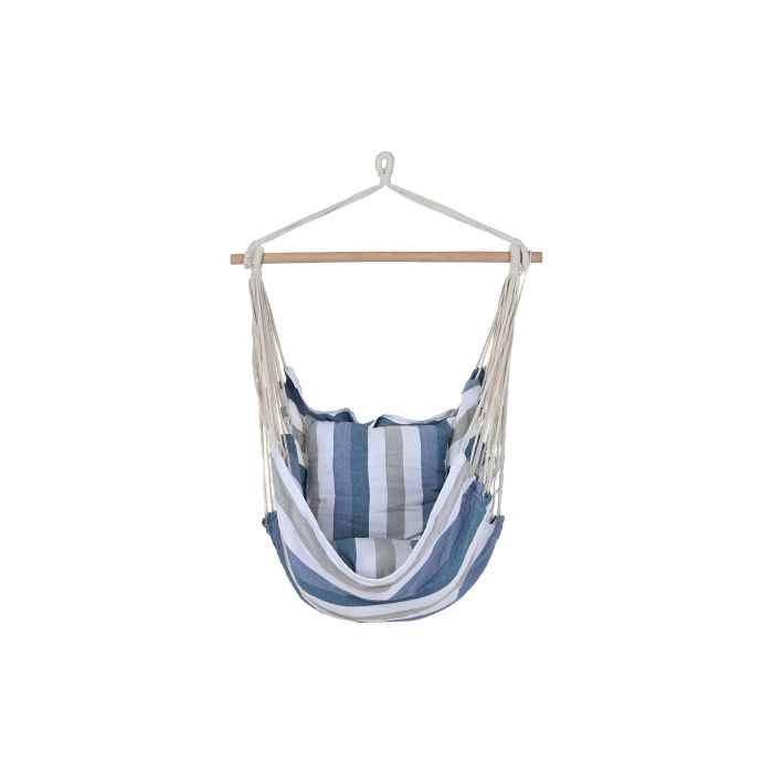 DKD Home Decor Silla Colgante para Terraza y Jardín, Rayas Azul y Blanco, Algodón Poliéster, Capacidad 100kg, 100x60x135 cm 5 DKD Home Decor Silla Colgante para Terraza y Jardín, Rayas Azul y Blanco, Algodón Poliéster, Capacidad 100kg, 100x60x135 cm 5