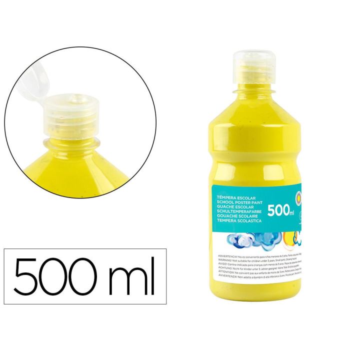 Tempera Liquida Liderpapel Escolar 500 mL Amarillo Limon