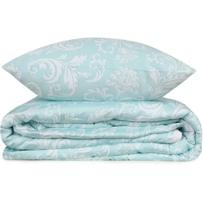 Juego de Cama: Funda Nórdica 220x240 cm + 2 Fundas de Almohada 60x60 cm, 100% Algodón Satén, Blanco 2