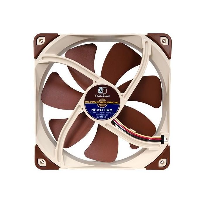 NOCTUA NF-A14 PWM Ventilador 14cm Marrón 300-1500RPM PWM para Carcasa de Ordenador 3