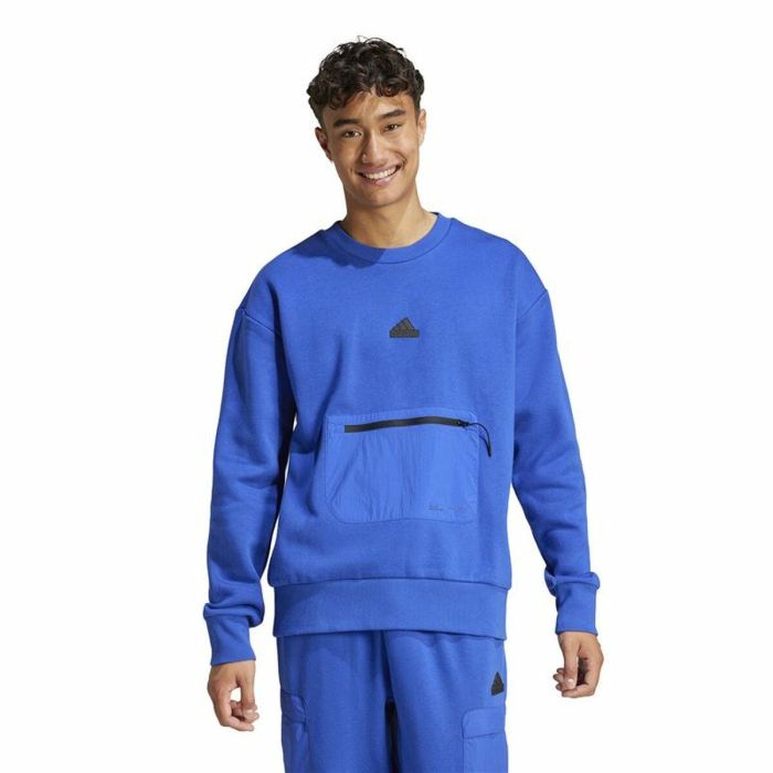 Sudadera sin Capucha Adidas City Es e Fleece Azul 4 Sudadera sin Capucha Adidas City Es e Fleece Azul 4