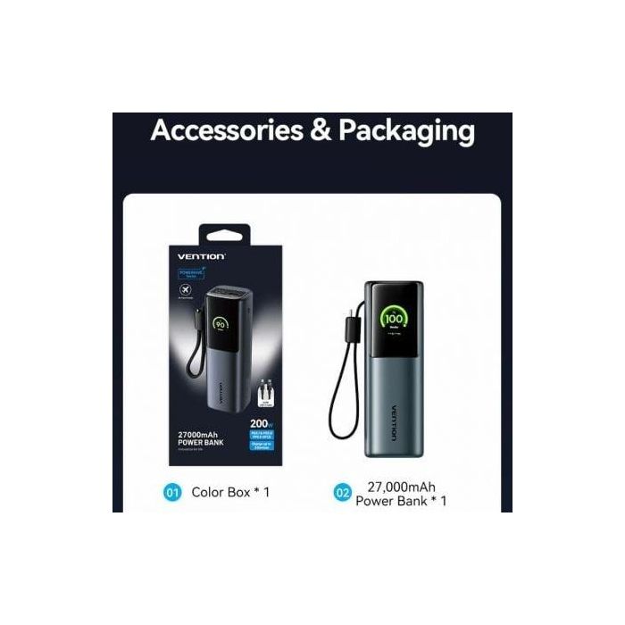Powerbank 20000mAh Vention FKGH0/ 200W/ Gris 3