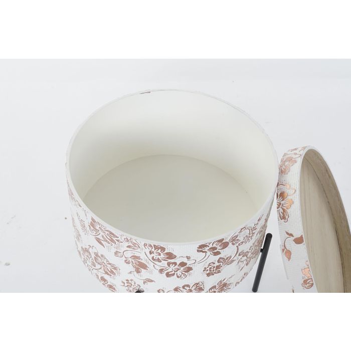 DKD Home Decor Mesita Auxiliar Shabby Blanco Negro con Tapa, de MDF y Metal, Desmontable, 38 x 39 x 38 cm 2