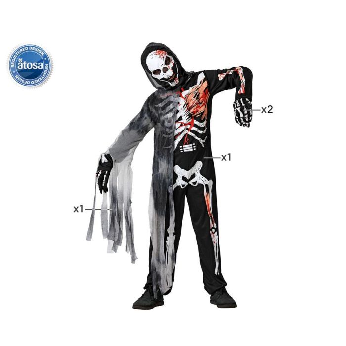 Disfraz Esqueleto Niño Halloween Infantil 10-12 Años con Capa, Mono y Guantes Disfraz Esqueleto Niño Halloween Infantil 10-12 Años con Capa, Mono y Guantes