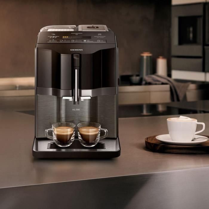 SIEMENS EQ.300 Cafetera espresso automática TI355209RW - Acero inoxidable oscuro y negro brillante - 1300 W - 15 bares - 5 bebidas 2 SIEMENS EQ.300 Cafetera espresso automática TI355209RW - Acero inoxidable oscuro y negro brillante - 1300 W - 15 bares - 5 bebidas 2