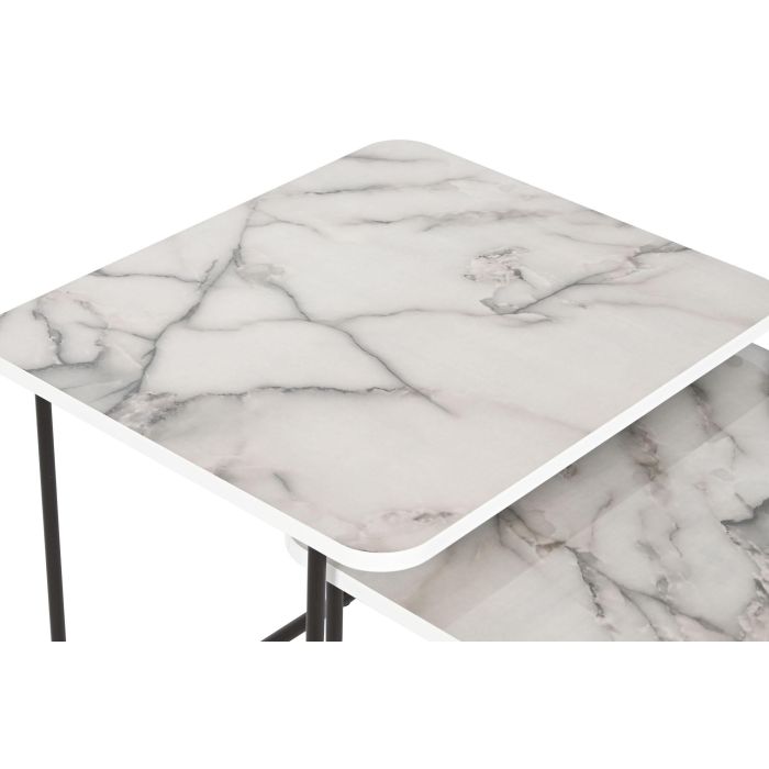 DKD Home Decor Mesita Auxiliar Set de 2 Blanco Negro 43 x 49 x 51 cm 1