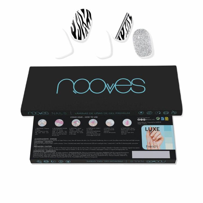 Nooves #funky baby Láminas de Uñas de Gel Premium Glam Semi-Curadas, Manicura Profesional Larga Duración 2 Semanas, 20 Unidades