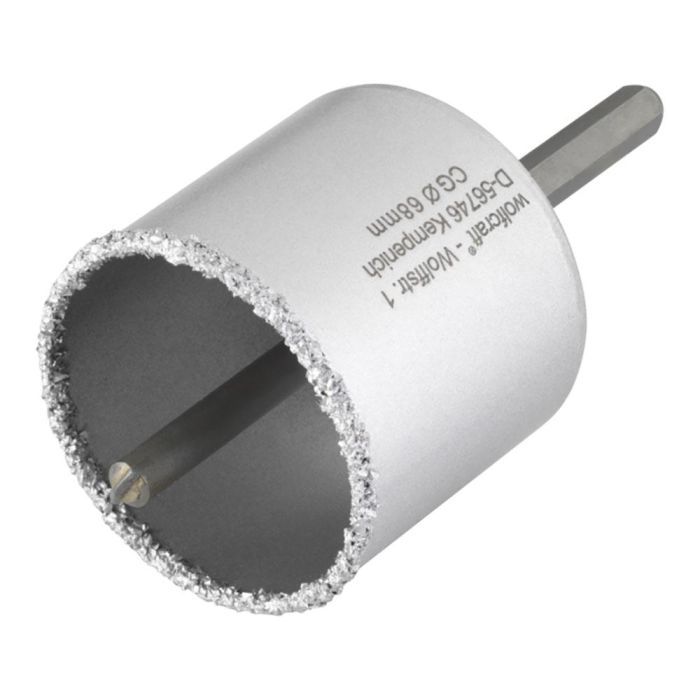 Wolfcraft Corona de perforación recubierta de carburo de tungsteno, Ø68 x 55 mm, con adaptador y broca centradora, para taladros en paredes Wolfcraft Corona de perforación recubierta de carburo de tungsteno, Ø68 x 55 mm, con adaptador y broca centradora, para taladros en paredes