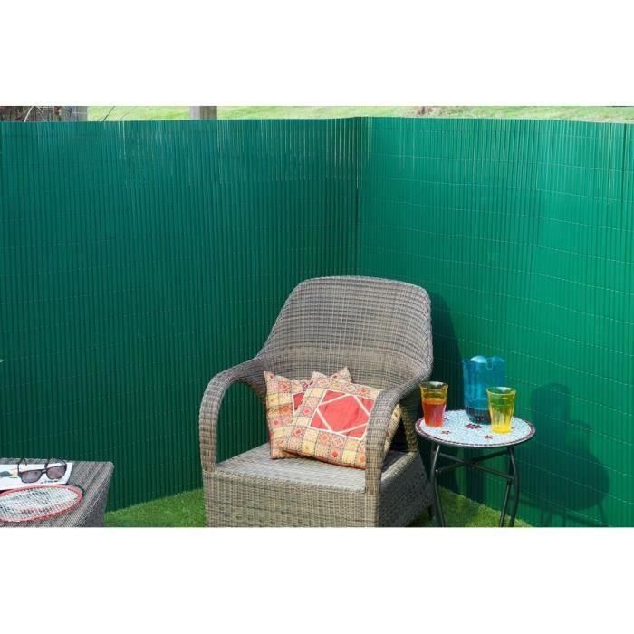 Mampara de caña de PVC de doble cara verde oscuro - NATURE - 1,5 x 3 m - 100% opaca - 1500 g/m² 1