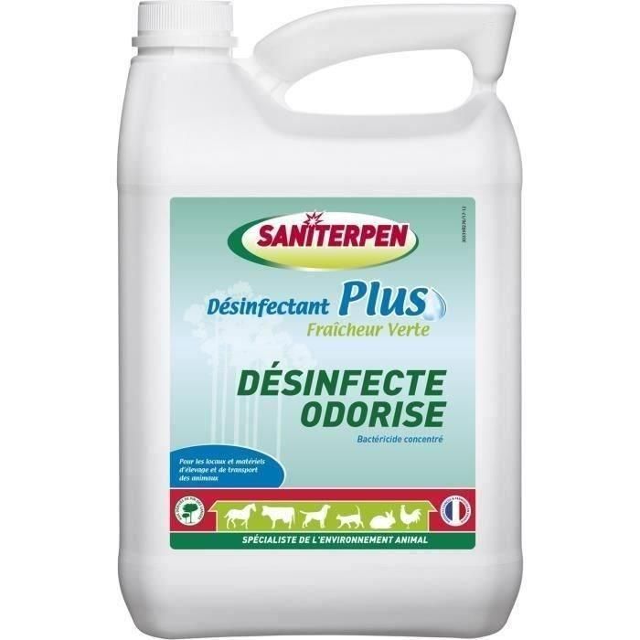 SANITERPEN Desinfectante concentrado para olores Plus - Para alojamiento y equipo para transportar mascotas - 5 L SANITERPEN Desinfectante concentrado para olores Plus - Para alojamiento y equipo para transportar mascotas - 5 L