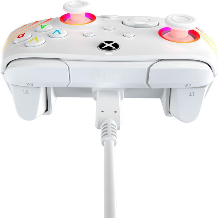 PDP Afterglow Wave Mando con cable para Xbox Series X|S, Xbox One y Windows 10/11, Gamepad Blanco con retroiluminación LED 8