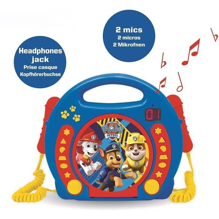 Lexibook Reproductor de CD Karaoke Pat Patrouille con 2 Micrófonos para Niños +3 Años, Pantalla LED y Asa de Transporte 1 Lexibook Reproductor de CD Karaoke Pat Patrouille con 2 Micrófonos para Niños +3 Años, Pantalla LED y Asa de Transporte 1