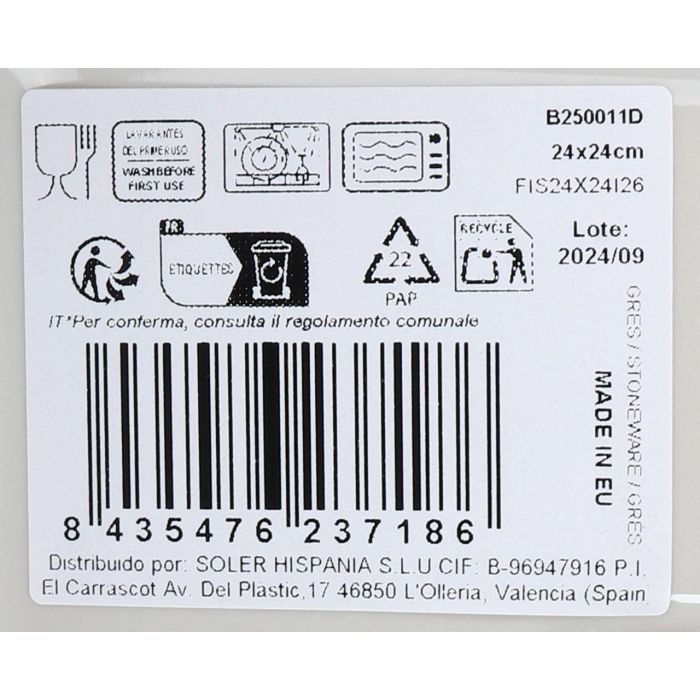 La Mediterranea Plato Llano 24 cm Barroc Elite Brillo (6 Unidades) 5