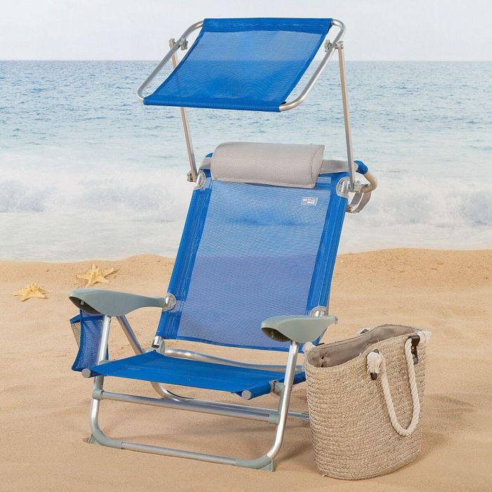 Silla de Playa Aktive Azul 47 x 67 x 43 cm (2 Unidades) 5