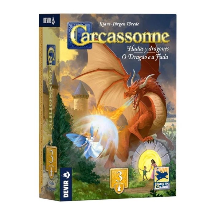 Devir Carcassonne: Dragones y Hadas Expansión 3 para el juego base | Juego de mesa 2-6 Jugadores | Edad 7+ | Edición Actualizada