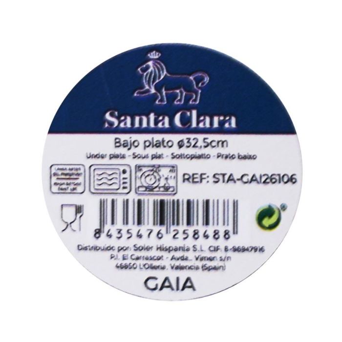 Bajo Plato Gaia Monaco 32.5 cm - Stoneware, lavavajillas y microondas - Santa Clara (6 Unidades) 4 Bajo Plato Gaia Monaco 32.5 cm - Stoneware, lavavajillas y microondas - Santa Clara (6 Unidades) 4