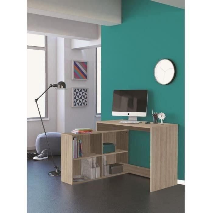 Demeyere NAGANO Escritorio de Esquina Moderno Roble Shannon con 4 Nichos de Almacenamiento y Montaje Reversible - L 112 x P 101 x H 77 cm 5 Demeyere NAGANO Escritorio de Esquina Moderno Roble Shannon con 4 Nichos de Almacenamiento y Montaje Reversible - L 112 x P 101 x H 77 cm 5