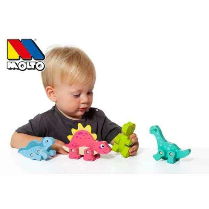 Molto Figuras Dinosaurios de Madera - Set de 4 Piezas - Juguete Infantil para Bebés y Niños, Edad Mínima 1 Año 3 Molto Figuras Dinosaurios de Madera - Set de 4 Piezas - Juguete Infantil para Bebés y Niños, Edad Mínima 1 Año 3