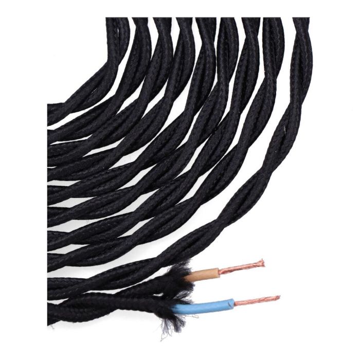 Edm Carrete cable textil trenzado H03VV-F 2 x 0,75 mm² negro, 5 m 1