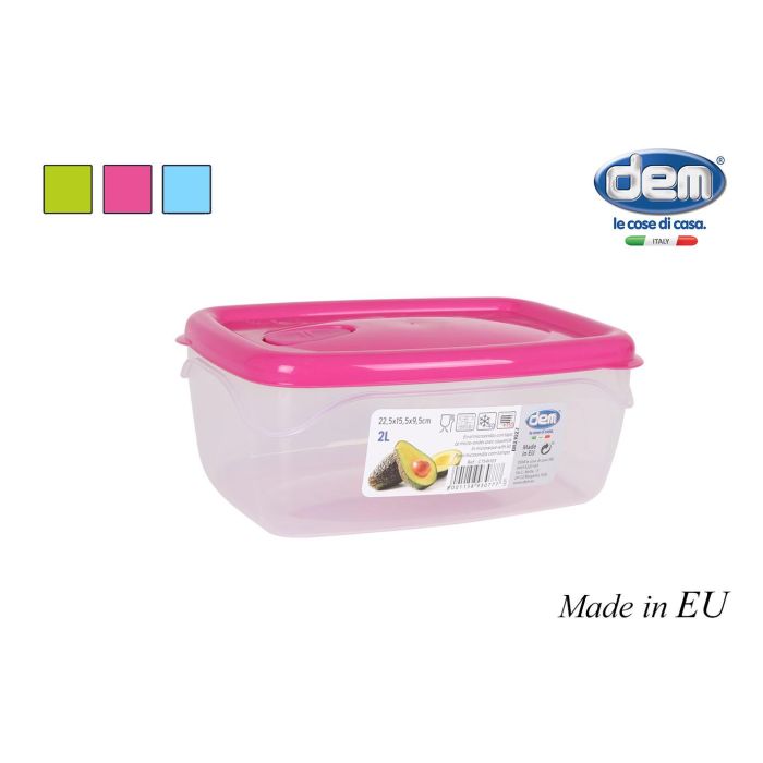 Fiambrera hermética para microondas 2L, rectangular - Dem (12 Unidades) Fiambrera hermética para microondas 2L, rectangular - Dem (12 Unidades)